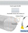 4 Inch 50 Ft Heavy PVC Dust Collection Hose With Clear Flexible PVC Fume Hose, Stainless Steel Wire Coil, Clamps Included