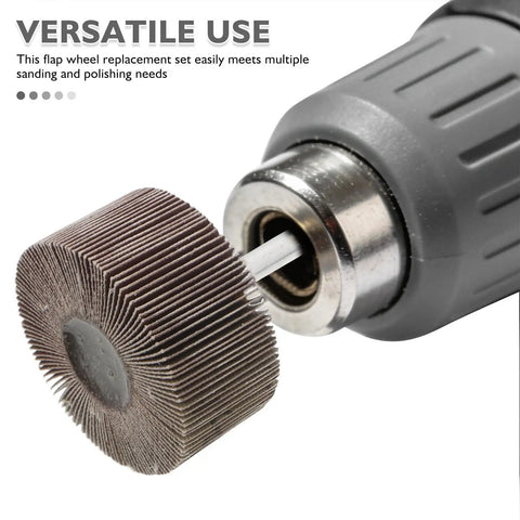 Super Cool 12 Piece Cylindrical Flap Wheel Set For Metal Die Grinding And Polishing Tasks With Sturdy Shank And Smooth Operation To Buff Your Projects Like A Pro Today with cylindrical flap wheel attached to a tool.