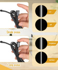 Close-up of touch switch for Six Pack Wood Wall Panel LED Recessed Lighting Kit, showcasing on/off, brighten, and darken functions.