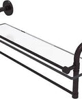 Remi Collection 22 Inch Gallery Glass Towel Bar Shelf In Antique Bronze Solid Brass Construction With Concealed Mounting Space Saving