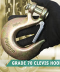 Heavy Duty Half Inch Grade 70 Forged Clevis Slip Hook With Secure Safety Latch For Trailer Towing And Chain Rigging Two Piece Pack shown in hand