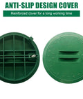 Green cover of Three Pack 10 Inch Sprinkler Valve Boxes Made From Durable PP Round Irrigation Box For Garden Yard Lawn Grassland