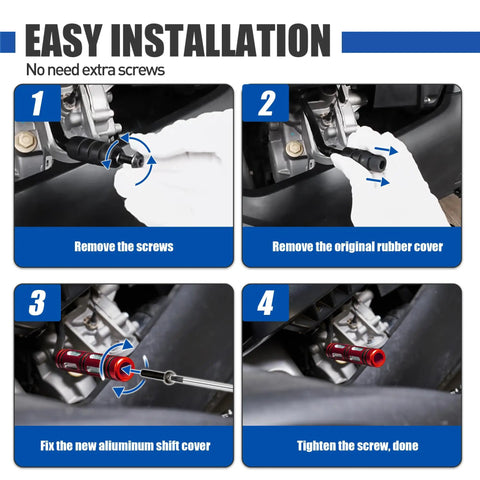 Installation steps for Gear Shift Lever Extension For Can Am Ryker 600 900 Ace Rally Edition And Sport Edition in red aluminum
