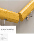 Premium Slick Wooden Stair Handrail Featuring Hella Secure Wall Mount Non Slip Grip For Indoor Outdoor Living Spaces And Senior Support Classic European Style Dope Wood Finish Solid Heavy Duty Build 400Cm Long corner view showing connection.