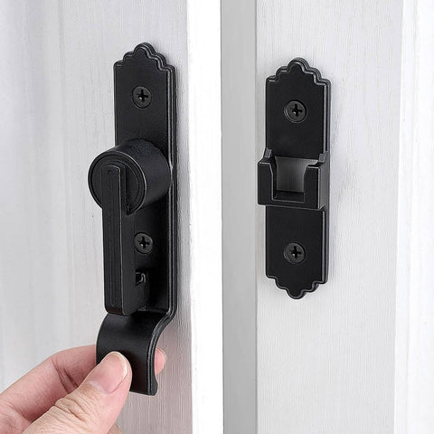 Pack Of 3 180 Degree Black Barn Door Locks And Latches With Handle for cabinets, bathroom, closet, window, garage security