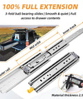 Heavy Duty Full Extension Drawer Slides 52 Inch Side Mount Ball Bearing Rails With Lock 260 Lb Capacity showing smooth operation and dimensions.