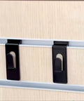 Heavy Duty Slatwall Notch Hook Set, stainless steel slat wall hangers installed on wood panel, 12 pack
