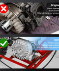 Comparison of plastic vs metal flywheel showing durability for Beefed Up Aluminum Flywheel Upgrade For Predator 212 Non Hemi Engines And Mini Bike Builds, 10K RPM
