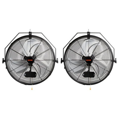 Two Pack 18 Inch Waterproof Wall Mount Fan IP44 Rated Heavy Duty With 3 Speeds High Velocity Up To 4000 CFM For Indoor Commercial Use