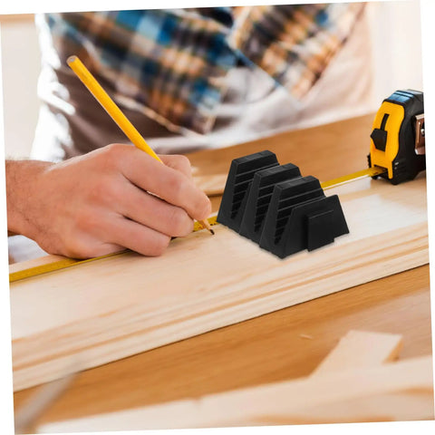Person measuring wood next to 12 Piece Modular Wrench Rack Organizer Tray For Wrenches Space Saving Plastic Garage Organizer For Tool Storage Durable