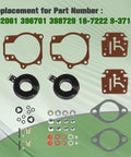 Two Pack Carburetor Repair Kit With Float Replacement For Johnson Evinrude Outboard Motors 18 20 25 28 30 35 40 45 48 50 55 60 65 70 75 HP Compatible Easy Install Rebuild Kit with parts displayed
