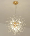 Eight Light Gold Dandelion Sputnik Crystal Chandelier Ceiling Light Fixture For Bedroom Living Room Dining Room Kitchen Island Hallway Modern Fixture Design