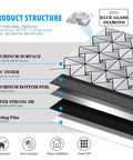 Product structure layers of 10-Sheet Peel And Stick Backsplash Tile Set For Kitchen Fireplace And Bathroom Windmill Glass In Brushed Silver Aluminum Composite 3D Metal Look With Ultra Strong 3M Adhesive