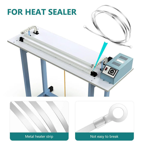 Nickel Chromium Heat Sealer Wire Replacement Element For Quick Uniform Bag Sealing With Silver Heating Strips Heavy Duty Repair Part For Plastic Bags Aluminum Foil And Composite Bags, 100 cm