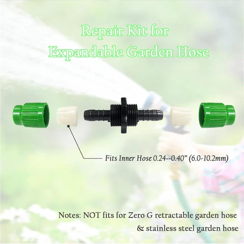 Premium Expandable Hose Repair Kit With Dual Channel Sealing Connectors For Retract Water Hose End Fixing Leaks 25 To 100 Ft Lengths Without Need To Replace Ends Or Tools In Garden Set.