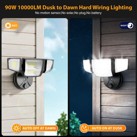 Hella Bright 90W Dusk To Dawn Outdoor Floodlight Dropping 10000 Lumens Of Punchy Glow With A Rock Solid IP66 Waterproof Shell And Zero Hassle Adjustable Angles For Your Backyard Or Driveway Security Needs