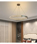 Crystal Hanging Pendant LED Lights Luxury Round Rings Chandelier Lamp Home for Living Dining Room,Space in modern interior.