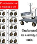 Heavy Duty Outdoor Caster Wheels Pair With 360 Swivel And Fixed Rolling Modes Featuring Durable Rubber Tires And Steel Mounts Running Smooth Like Butter For Daily Hauls on a cart.