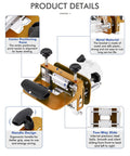 Heavy Duty Mortising Jig Rig With Rust Resistant Stainless Steel Guiding Rails For Woodworking Slotting, details of handle and metal parts.