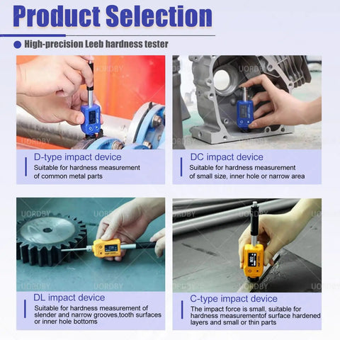 Portable Leeb Hardness Tester Pen Style Digital Hardness Meter With Dual Coil Technology And Auto Direction Compensation Rechargeable OLED Display On Site Metal Testing Made Easy LS252D with D, DC, DL and C impact devices