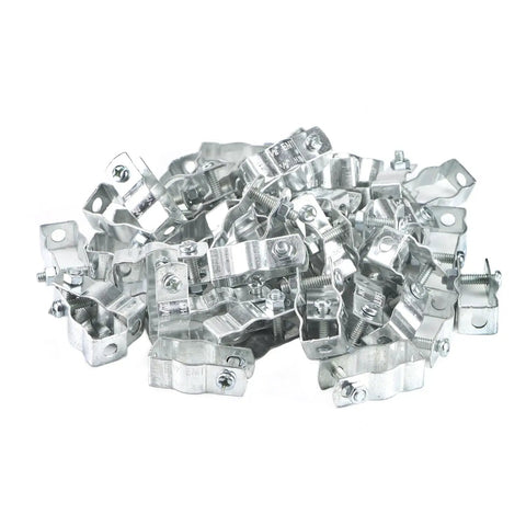 Heavy Duty Half Inch Conduit Hanger With Bolt Pack Of 50 Zinc Plated Steel Insulated Supports For EMTD And Rigid Conduits, structured clamps.