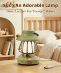 Rechargeable Kid Friendly Lantern Night Light With Dimmable 3 Color LEDs on bedside table in cozy bedroom