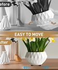 Before and after of vase with Four Pack Self Adhesive Caster Wheels 1.37 Inch Diameter With Stainless Steel Swivel Rollers, 360 Degree Mobility.