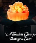 Natural Pink Salt Lamp Bowl With Crystal Chunks For Air Purification And Calming Ambiance in a gift box with glowing light