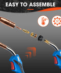 Easy to assemble 250A Mill M-25 MIG welding gun disassembled view showing components and ergonomic handle.