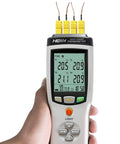 Hand holding thermometer with 5 Pack High Accuracy K Type Thermocouple Probes With Mini Connector, 1 Meter Lead, Minus 200C To 260C Range