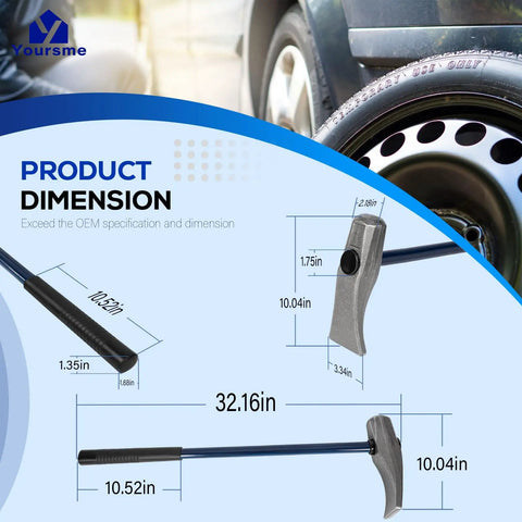 Bead Breaker Tire Hammer For Easy Tire Removal And Maintenance In Cars Trucks ATVs Motorcycles And More Heavy Duty 32 Inch Duck Bill Tool dimensions diagram