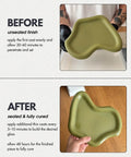 Before and after images of a green cement tray, showcasing Top Shelf Water Based Acrylic Sealer For Concrete And Cement Crafts giving a sleek low gloss look.