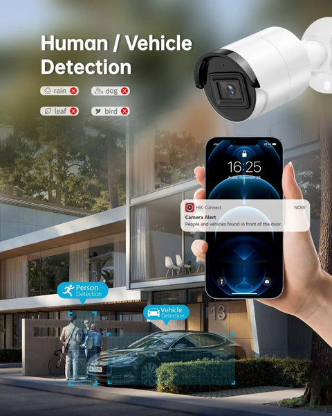 4K 8MP AcuSense PoE Bullet IP Camera for Indoor Outdoor Surveillance with Human and Vehicle Detection H265 Plus IP67