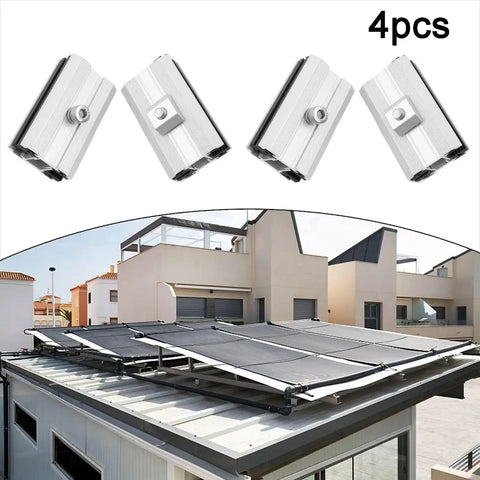 Heavy-Duty Solar Panel Mount Clamp Kit For Film Modules, 4 pcs anodized aluminum brackets on rooftop setup