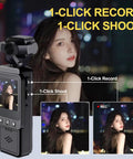 Body Mounted Action Camera For Vlogging With WiFi Night Vision And Stabilization 2.5K Video Rotating 360 Degree Lens showing display