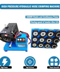 Pro Grade Electric Hose Crimper For Hydraulic Tubing And Steel Pipes 1/4 To 2 Inch with multiple crimping dies.