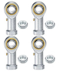 4 Pack PHS10 Rod End Bearing M10x1.5 Right Thread Self Lubricating Female Thread Steel Joint With Jam Nuts For Forging Machines, Hydraulic Cylinders, CNC Equipment, Steering Linkages And Heavy Duty Machinery, shown with four joints and nuts