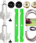 Beefed Up 42 Inch Mower Deck Rebuild Kit For Craftsman Husqvarna Poulan Pro With Spindle 130794 Blade 134149 Belt 532144959 Pulley 153535 Idler 131494 Replacement Parts Set Keeps Your Lawn Gear Running Smoothly shown with spindles, blades, belt