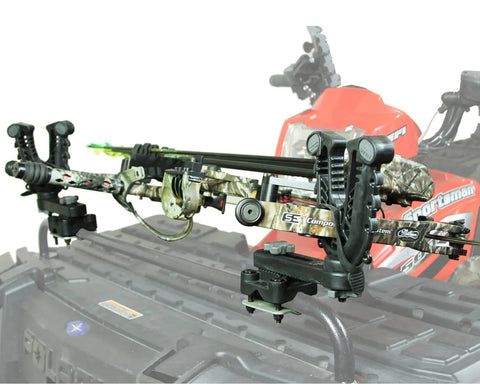 FlexGrip Pro Mounting Rack For Gun, Bow, Ice Augers And Tools on ATV, holding crossbow with rock solid stability