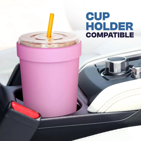 Slick 30 Oz Double Wall Insulated Tumbler Locks Temperature On Coffee Or Soda All Damn Day Long Baby Blue Stainless Steel Mug With Secure Lid in car cup holder.