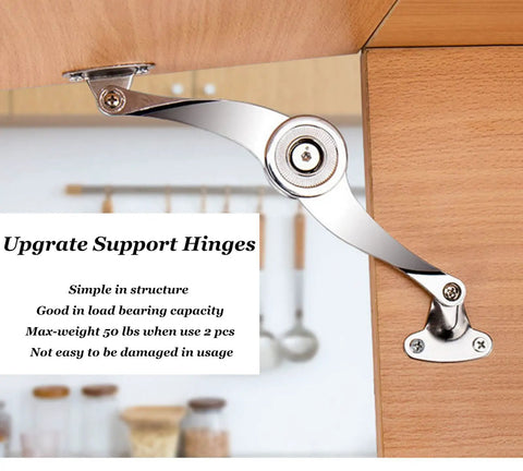Heavy Duty Lid Support Hinges With Soft Close For Cabinets And Toy Chests, Stainless Steel Zinc Alloy, 2 Pack, Holds Up To 50 Lbs