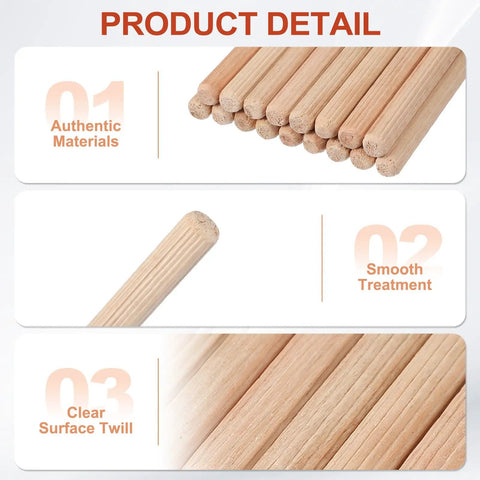 Wood Dowel Pins 3/8 Inch By 4 Inch Straight Fluted Dowels For Crafts, Furniture, And DIY Projects product detail
