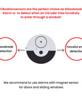 Six Pack Window Glass Break Alarm With Vibration Sensor For Home Office And RV Security, Detects Even The Lightest Shocks To Your Glass, Easy Install, Reliable Protection For Windows And Doors. round glass break alarm with vibration sensor for windows and doors