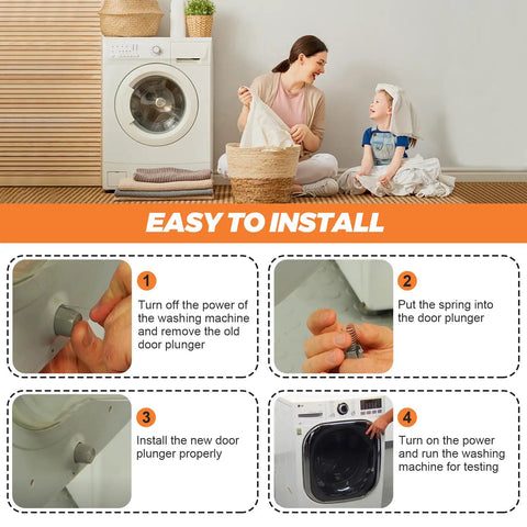 Upgraded 2026 Washer Magnetic Door Plunger Replacement Part For LG And Kenmore Elite Washers Fits WM3050 WM3170CW WM8000HA WM3770 WM3670HWA And More Models Easy Install Durable Door Magnet Plunger, easy install steps