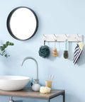 Heavy Duty Wall Mount Coat Rack With Hooks In White For Jackets Hats Sunglasses Scarves Leashes Bags And Towels in bathroom