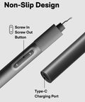 Dope 25 In 1 Mini Electric Screwdriver Set With USB C Rechargeable Power showing non-slip design and type-C charging port.