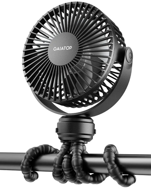 Mini Portable Stroller Fan Clip On Battery Operated Detachable 3 Speed Rechargeable 360 Degree Rotating Flexible Tripod