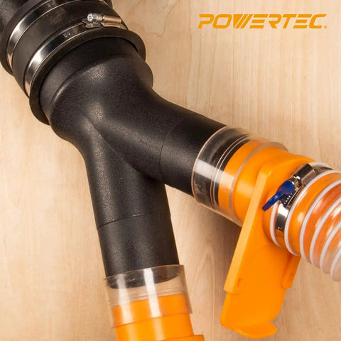4 Inch To 2-1/2 Inch Dust Collection Splitter Fitting For Hoses, Converts One 4 In Line Into Two 2-1/2 In Lines, Minimal Suction Loss
