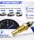 Universal Water Coolant Temperature Sensor 1/8 NPT Thread with brass body for real-time monitoring in various vehicles.
