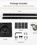360 Degree Rotating Island Slide Track And Countertop Extension Rail Kit With Lockable Swivel Casters, complete hardware set.